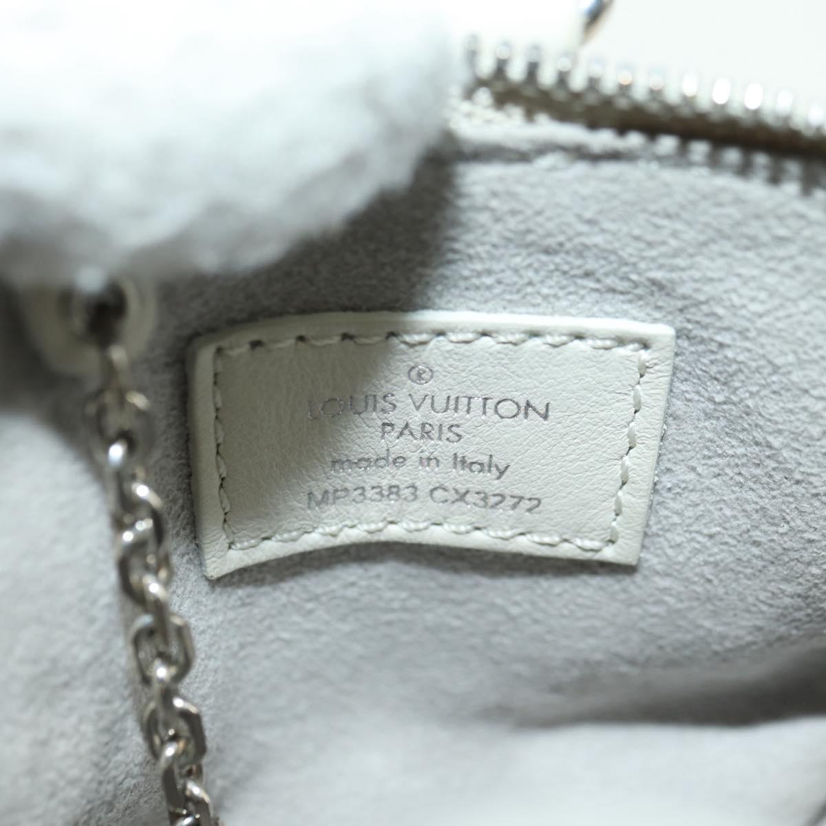 LOUIS VUITTON Taurillon Clemence Climbing Pouch Gray MP3383 LV Auth 177975M