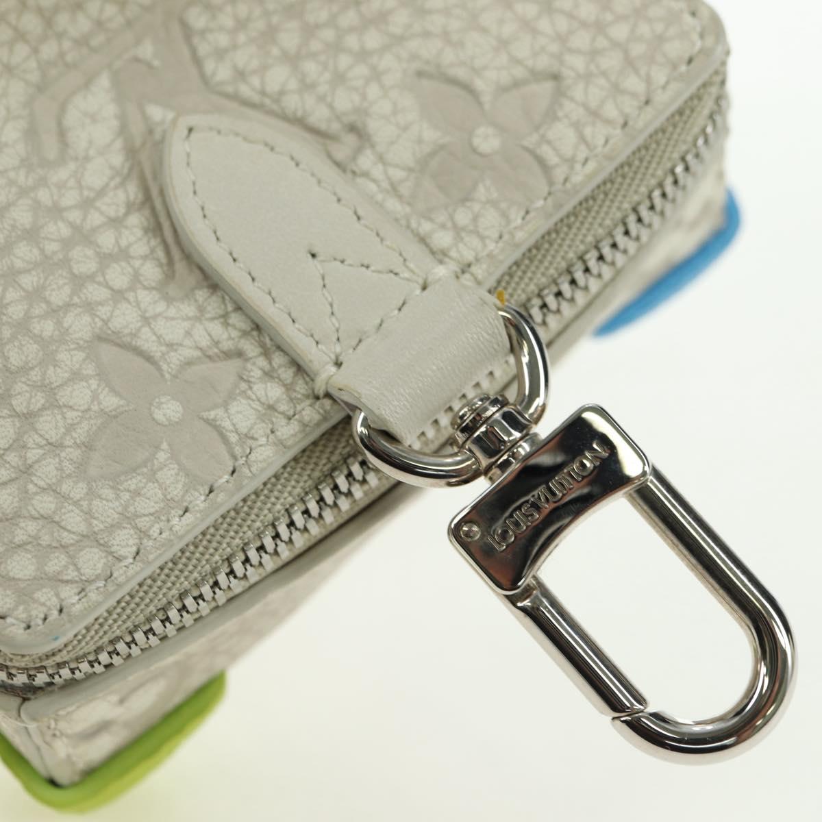 LOUIS VUITTON Taurillon Clemence Climbing Pouch Gray MP3383 LV Auth 177975M