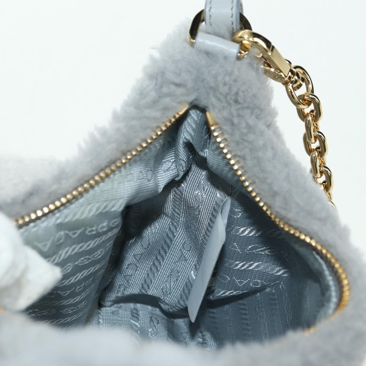 PRADA Shoulder Bag Mouton 3way Gray Gold Auth 177976SM
