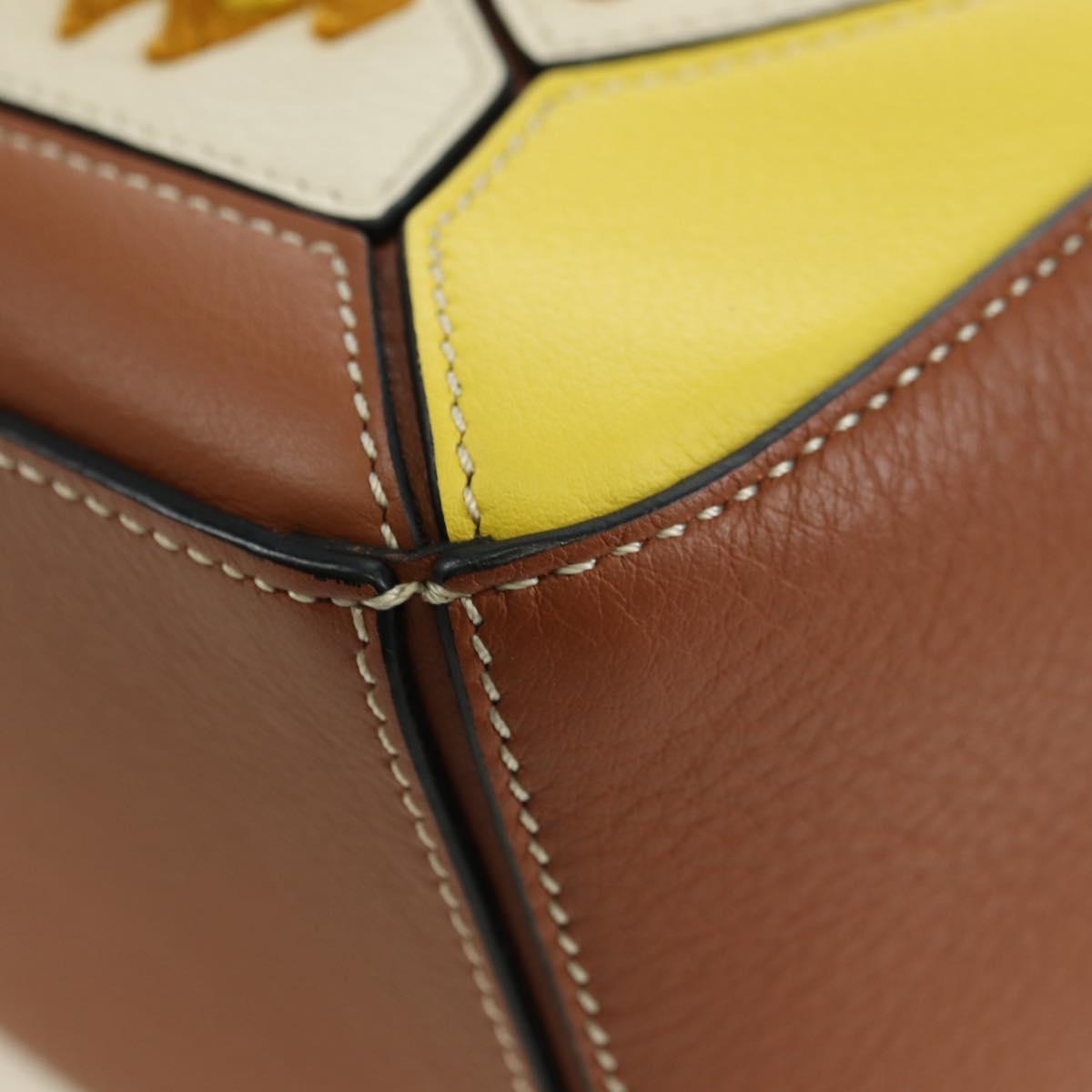 LOEWE Puzzle Bag Small Hammock Hand Bag Leather Brown Gold Auth 177978SM
