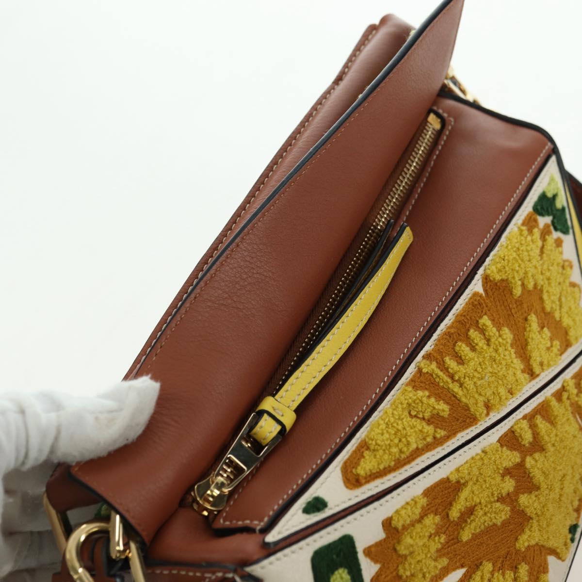 LOEWE Puzzle Bag Small Hammock Hand Bag Leather Brown Gold Auth 177978SM