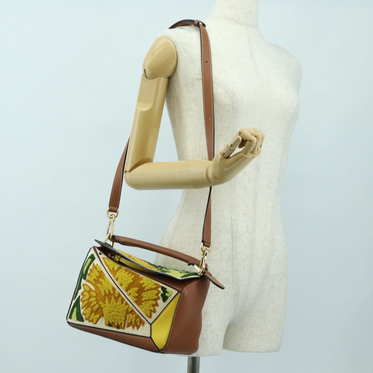 LOEWE Puzzle Bag Small Hammock Hand Bag Leather Brown Gold Auth 177978SM