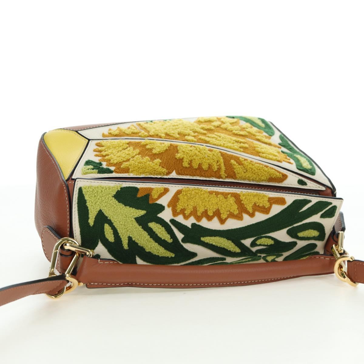 LOEWE Puzzle Bag Small Hammock Hand Bag Leather Brown Gold Auth 177978SM
