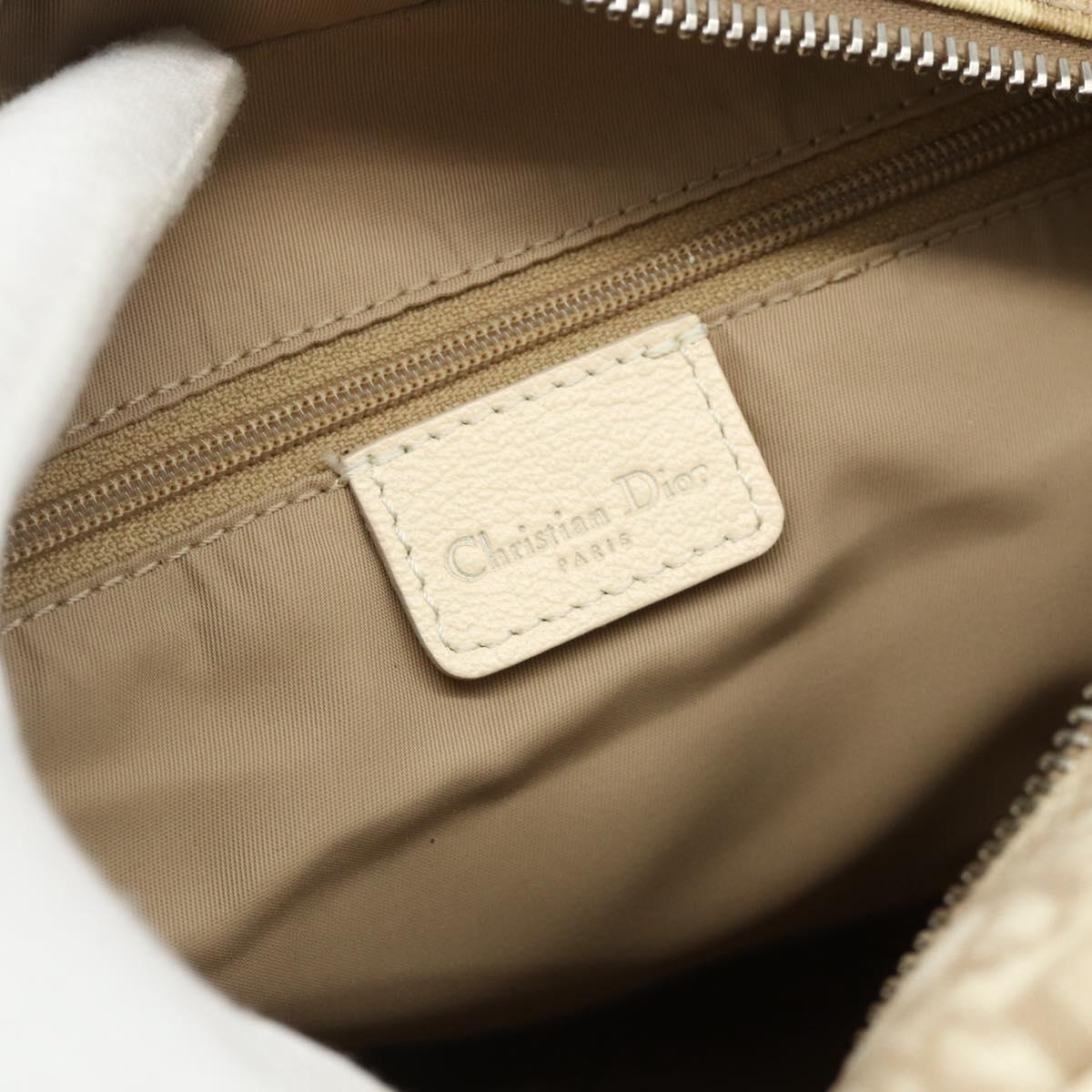 Christian Dior Trotter Canvas Shoulder Bag PVC Beige Silver Auth 177979A