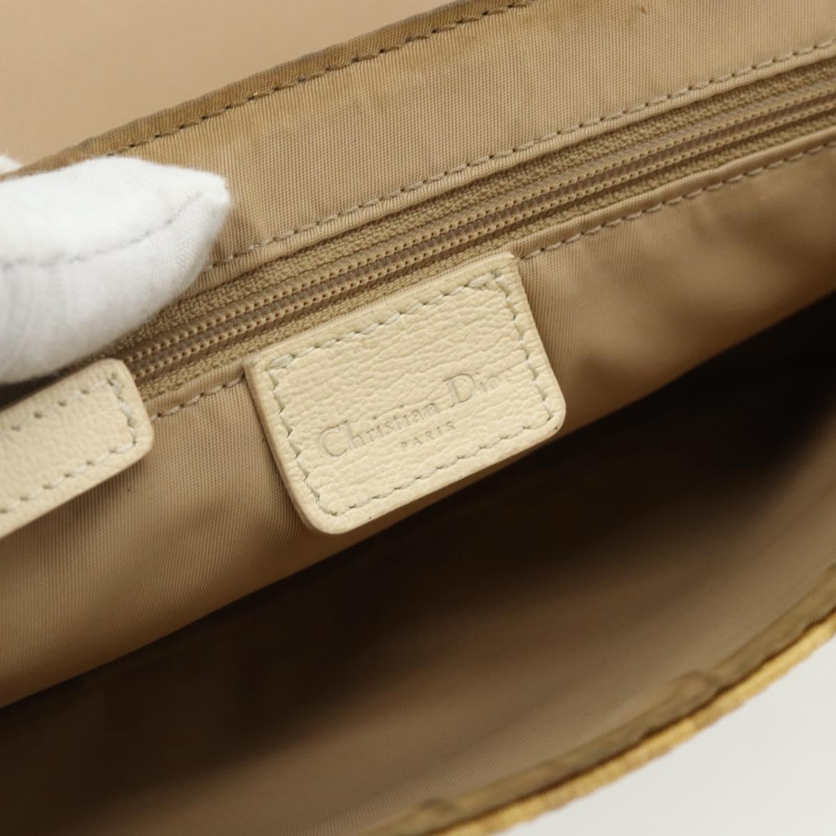 Christian Dior Trotter Canvas Shoulder Bag PVC Beige Silver Auth 177983A