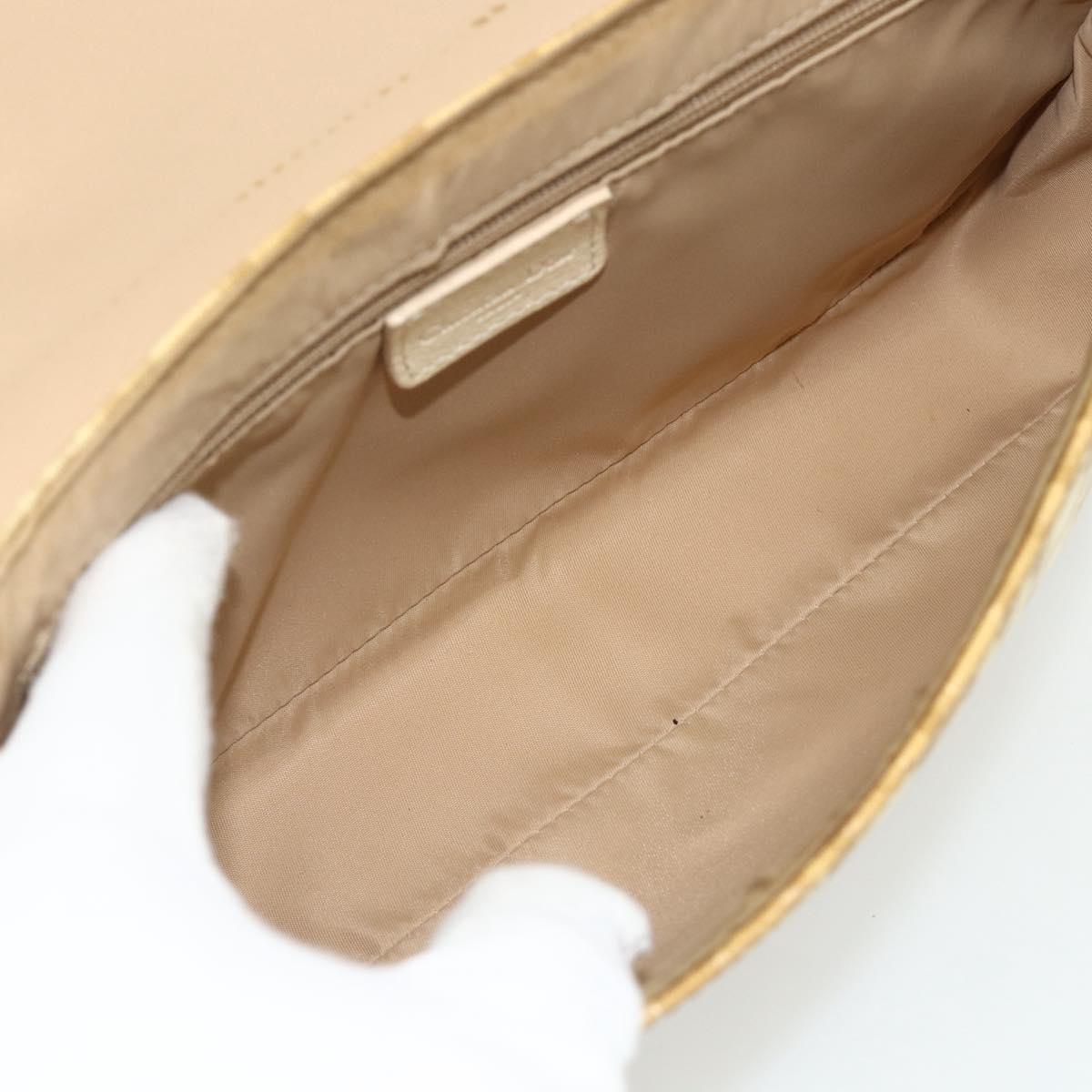 Christian Dior Trotter Canvas Shoulder Bag PVC Beige Silver Auth 177983A