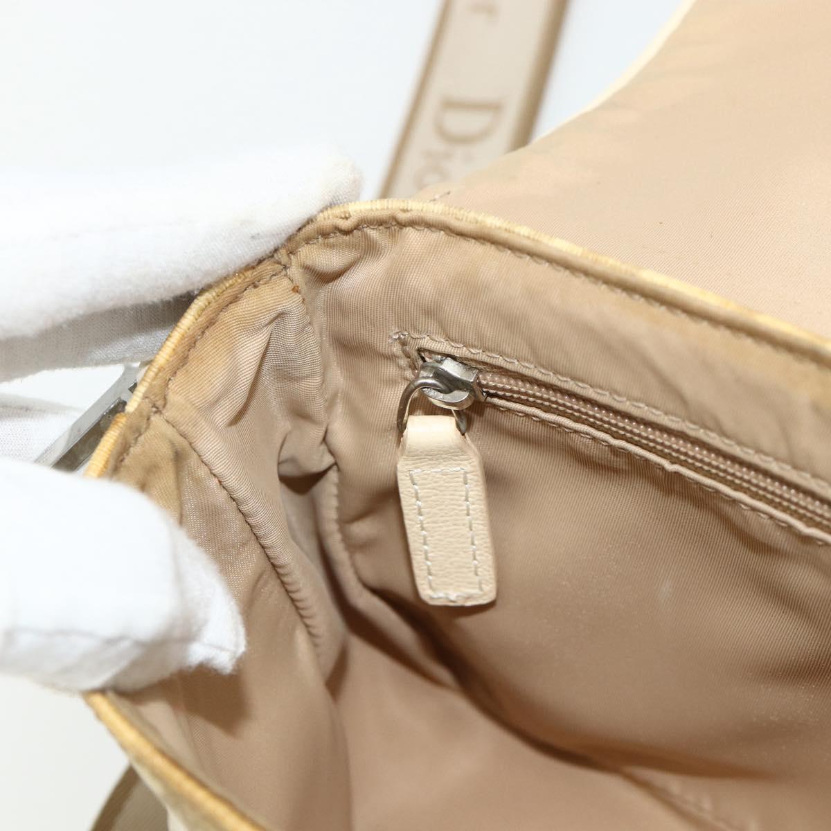Christian Dior Trotter Canvas Shoulder Bag PVC Beige Silver Auth 177983A
