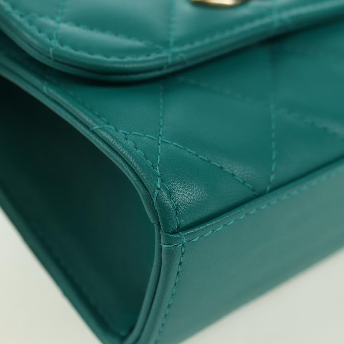 CHANEL Matelasse Chain Mini Trendy CC Bag Lamb Skin Green Gold CC Auth 177985SAV