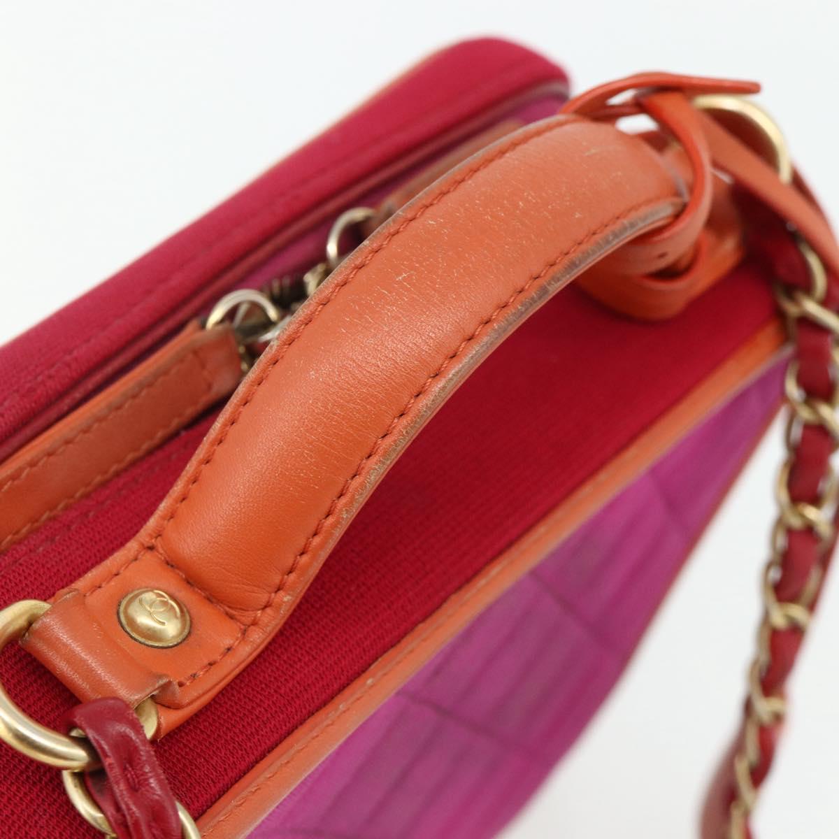 CHANEL CC Filigree Chain Vanity Shoulder Bag Cotton Pink Gold CC Auth 177990