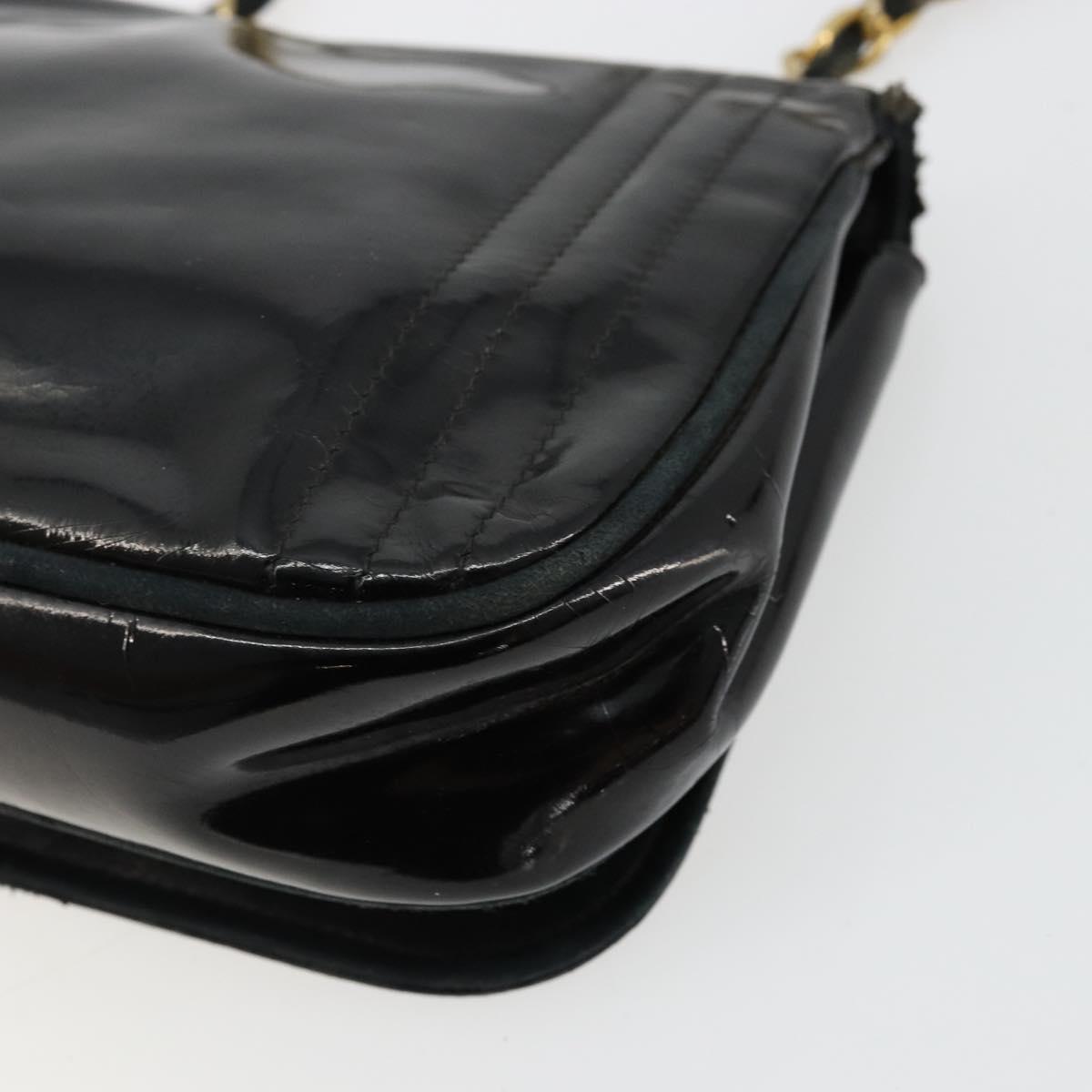 CHANEL COCO Mark Chain Shoulder Bag Patent leather Black Gold CC Auth 177993