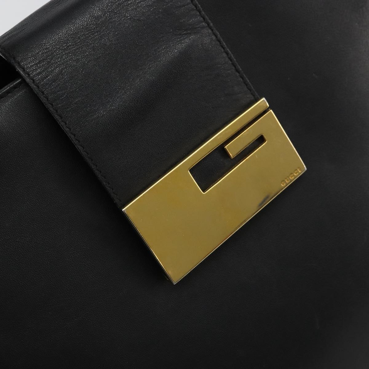 GUCCI Hand Bag Leather Black Gold 002 0347 200110 Auth 178003A
