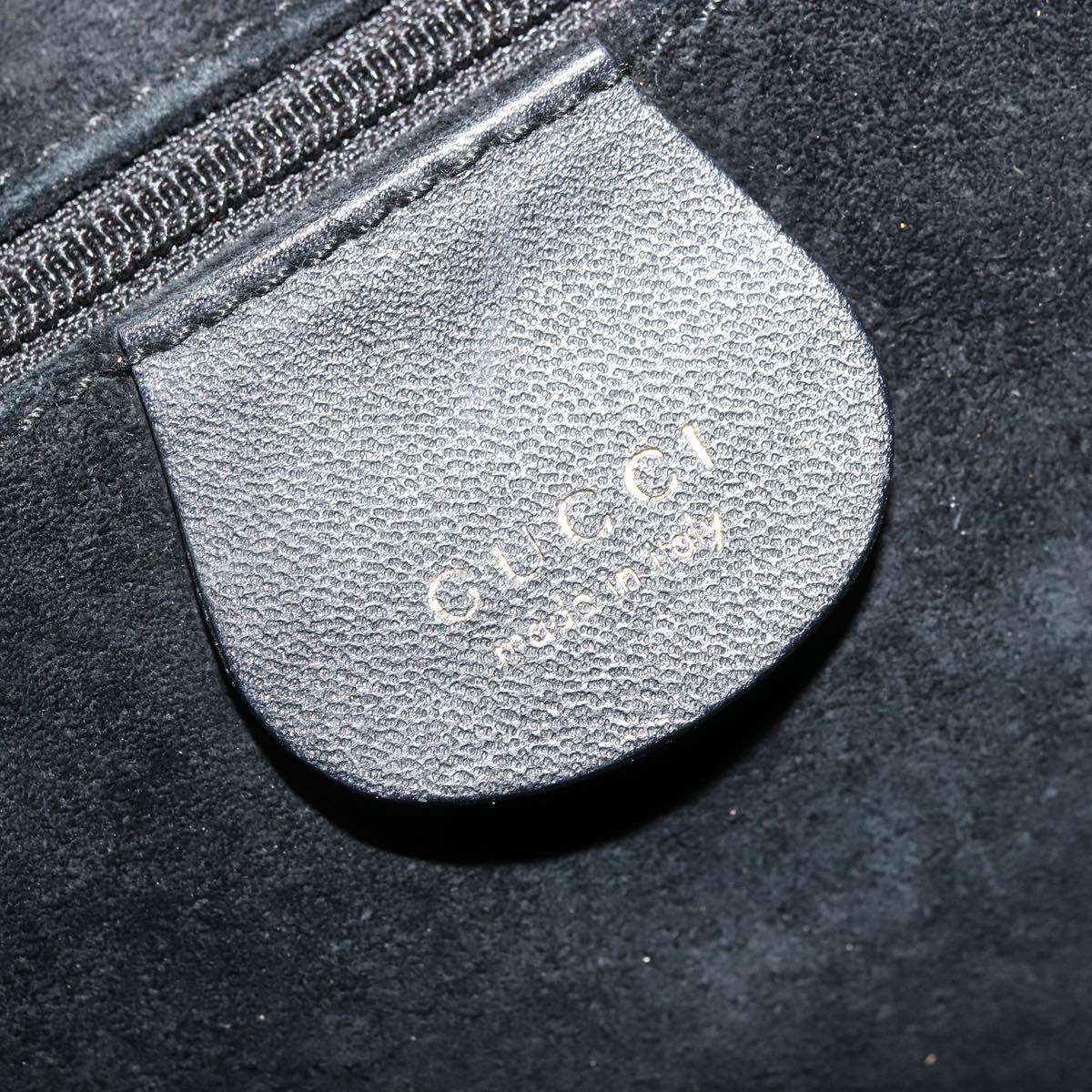 GUCCI Hand Bag Leather Black Gold 002 0347 200110 Auth 178003A