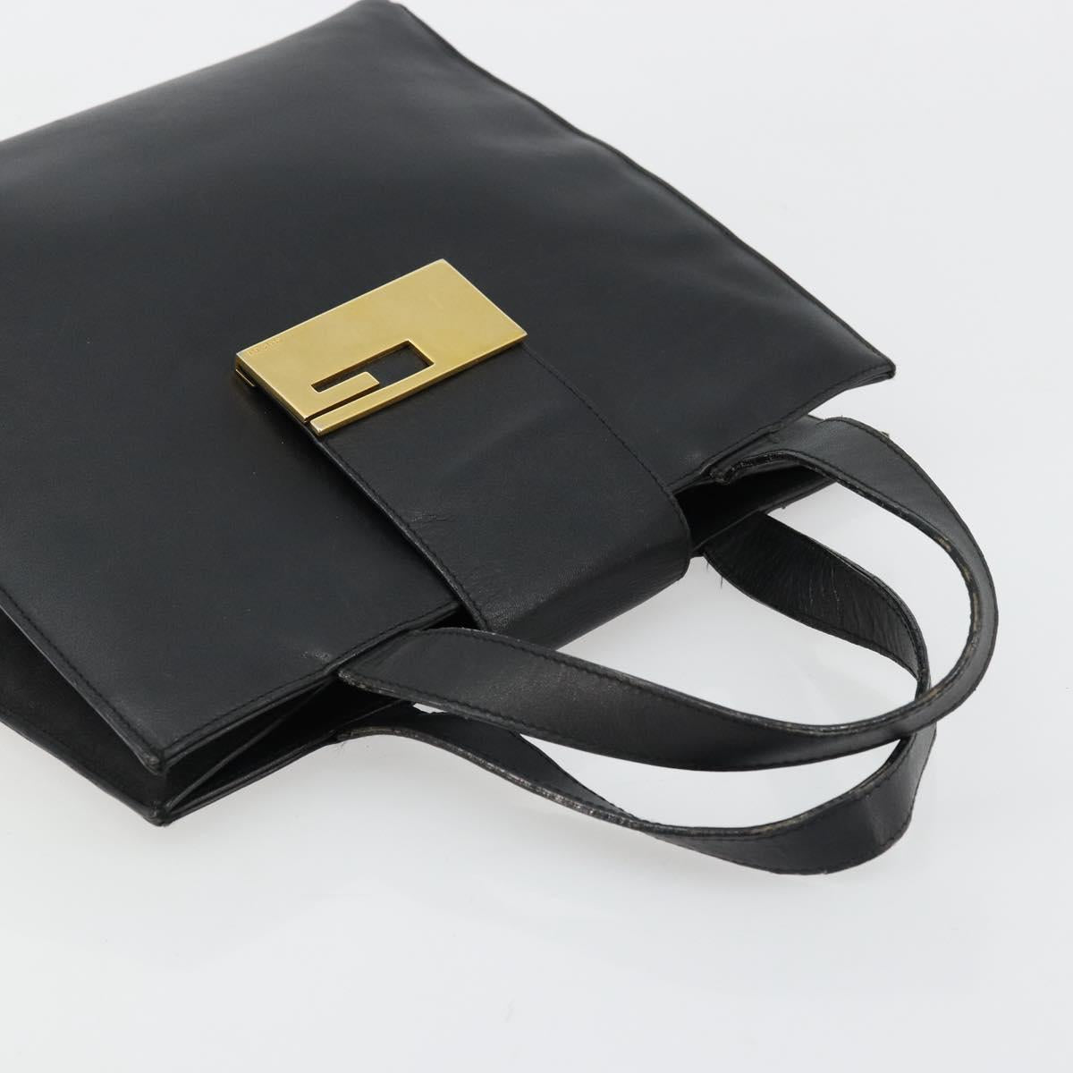 GUCCI Hand Bag Leather Black Gold 002 0347 200110 Auth 178003A
