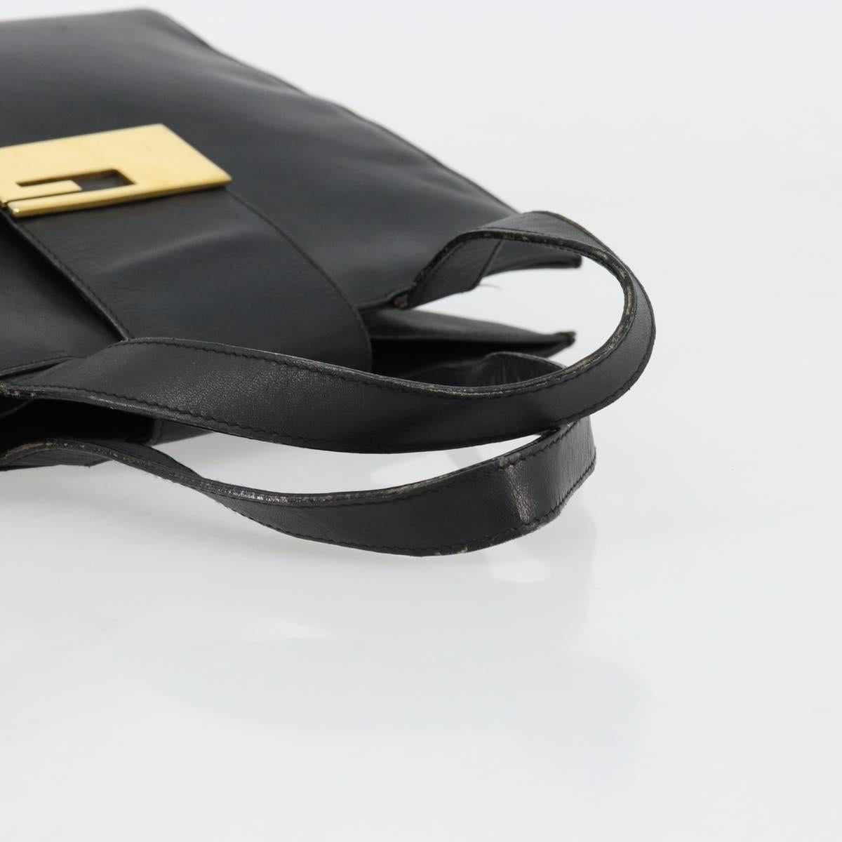 GUCCI Hand Bag Leather Black Gold 002 0347 200110 Auth 178003A