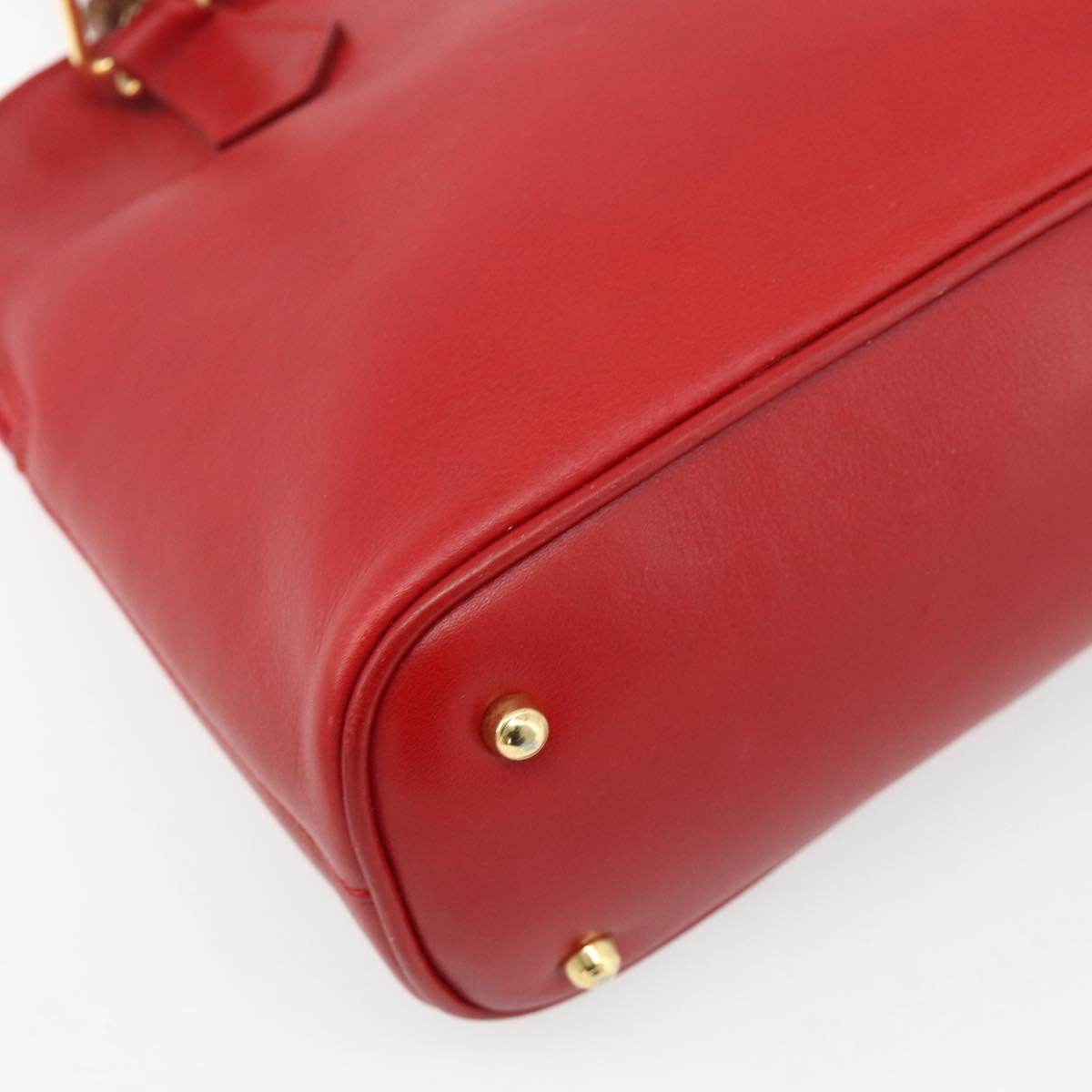 GUCCI Bamboo Hand Bag Leather 2way Red Gold 000 2296 0290 Auth 178004