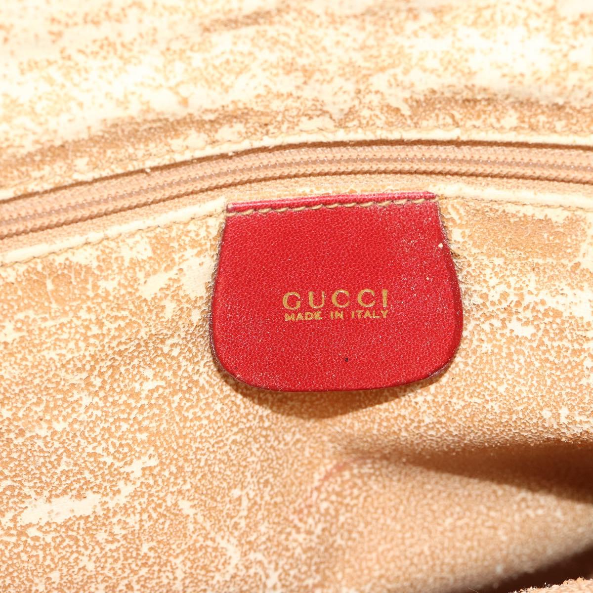 GUCCI Bamboo Hand Bag Leather 2way Red Gold 000 2296 0290 Auth 178004