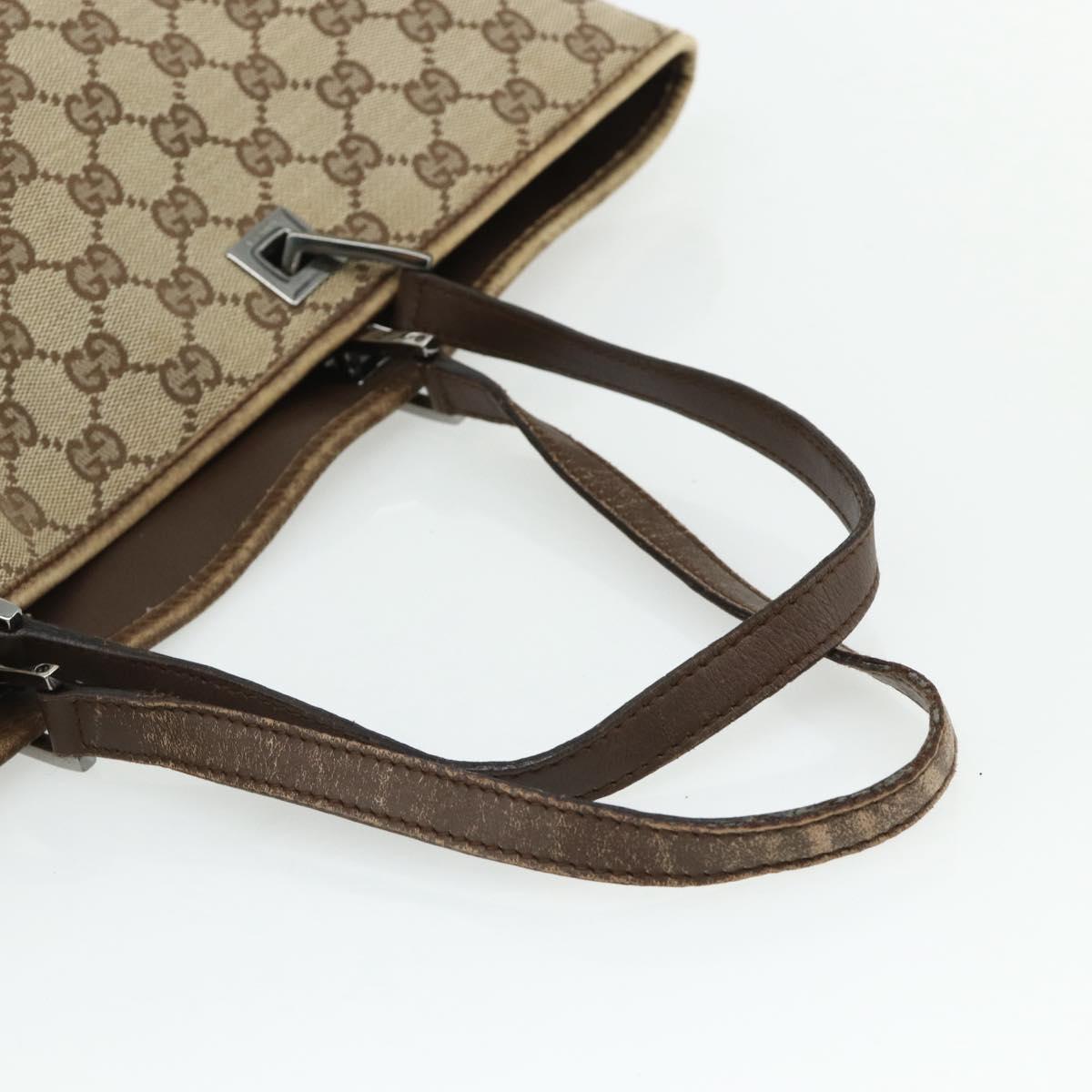 GUCCI GG Canvas Tote Bag Beige Silver 31242 Auth 178007