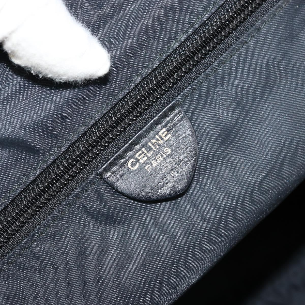 CELINE Circle Hand Bag Nylon Black Gold Auth 178010
