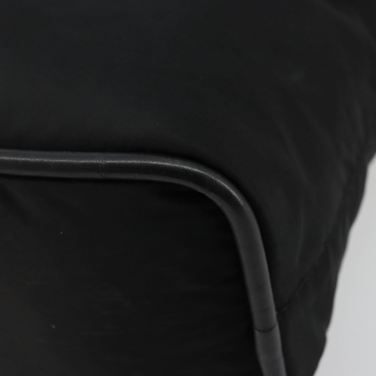 CELINE Circle Hand Bag Nylon Black Gold Auth 178011A