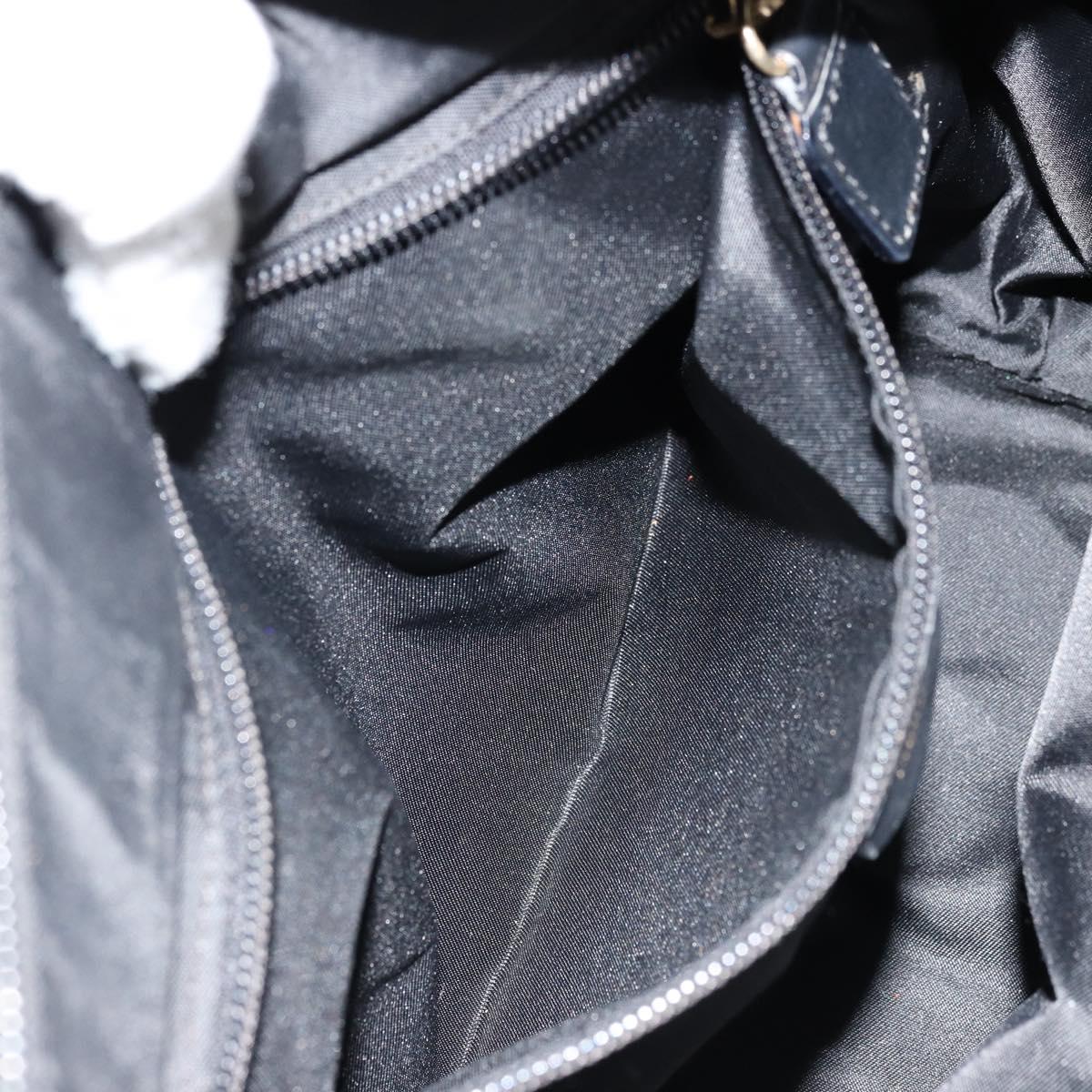 CELINE Circle Hand Bag Nylon Black Gold Auth 178011A