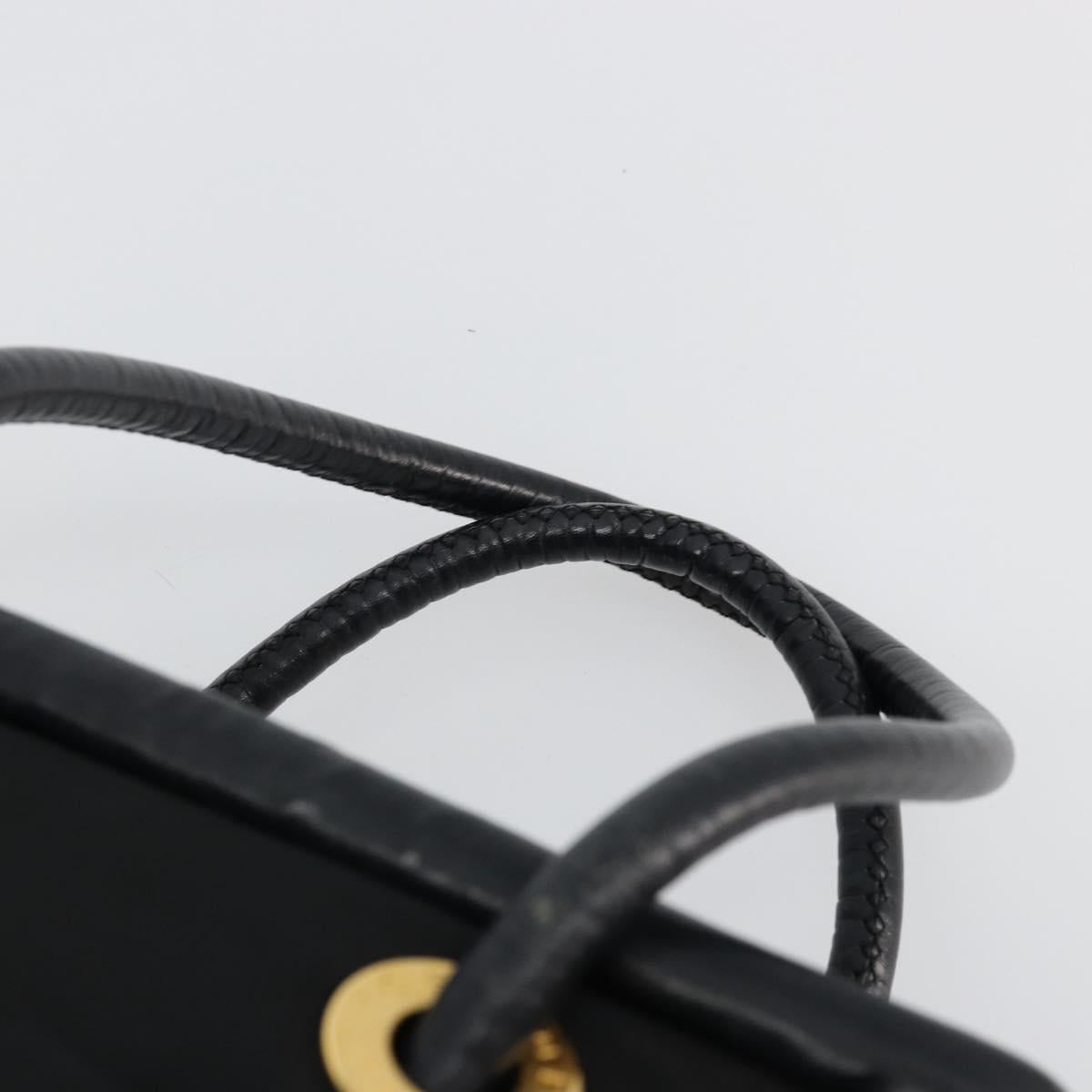 CELINE Circle Hand Bag Nylon Black Gold Auth 178011A