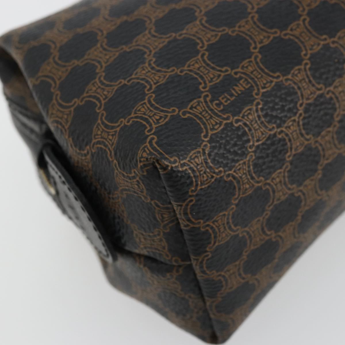 CELINE Macadam Canvas Pouch PVC Leather Brown Gold Auth 178013V