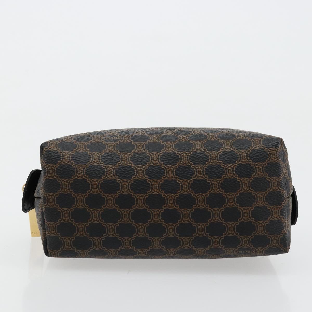 CELINE Macadam Canvas Pouch PVC Leather Brown Gold Auth 178013V