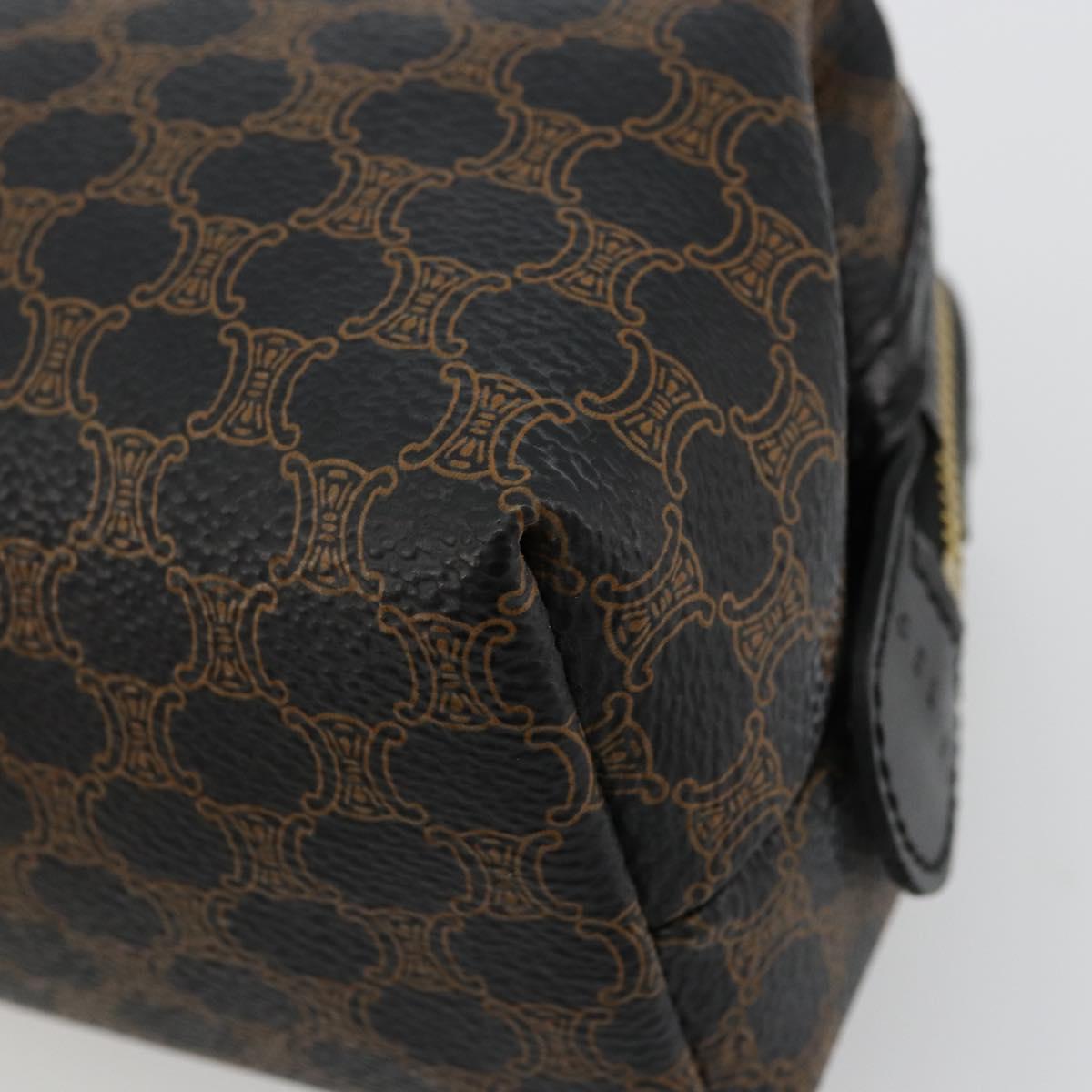 CELINE Macadam Canvas Pouch PVC Leather Brown Gold Auth 178013V