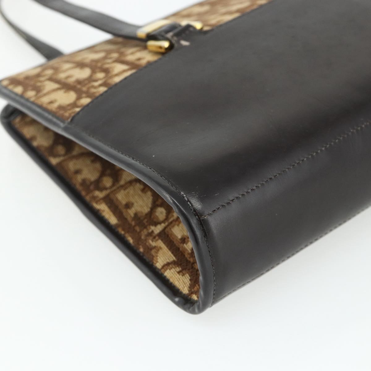 Christian Dior Trotter Canvas Hand Bag Beige Gold Auth 178014