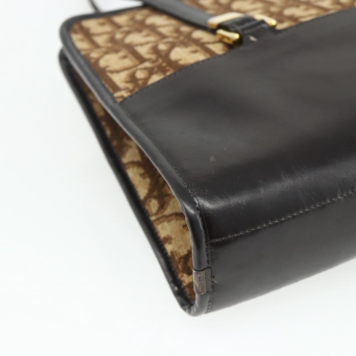 Christian Dior Trotter Canvas Hand Bag Beige Gold Auth 178014