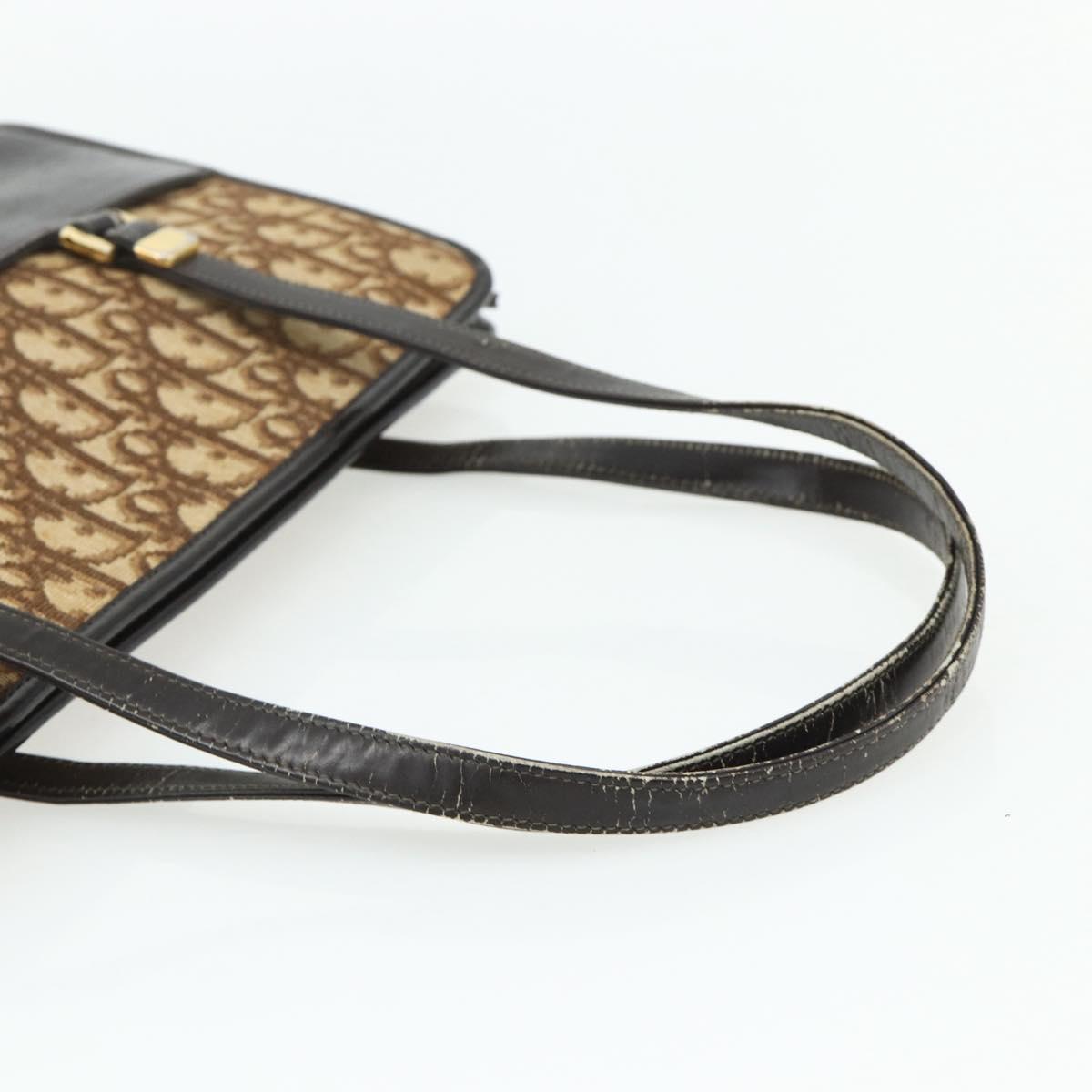 Christian Dior Trotter Canvas Hand Bag Beige Gold Auth 178014