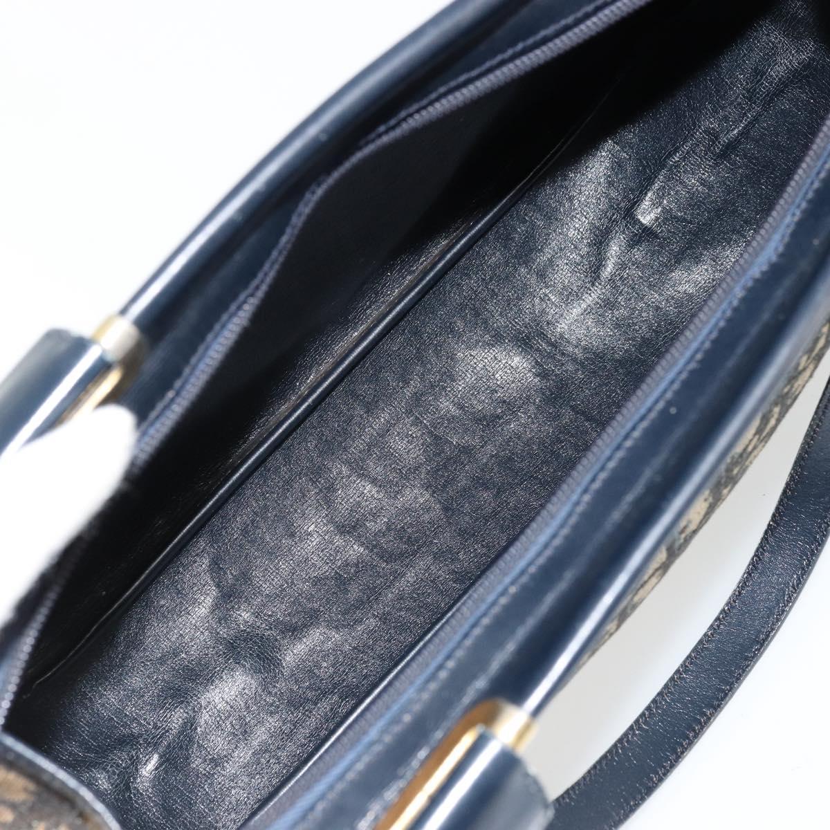 Christian Dior Trotter Canvas Hand Bag Navy Gold Auth 178015