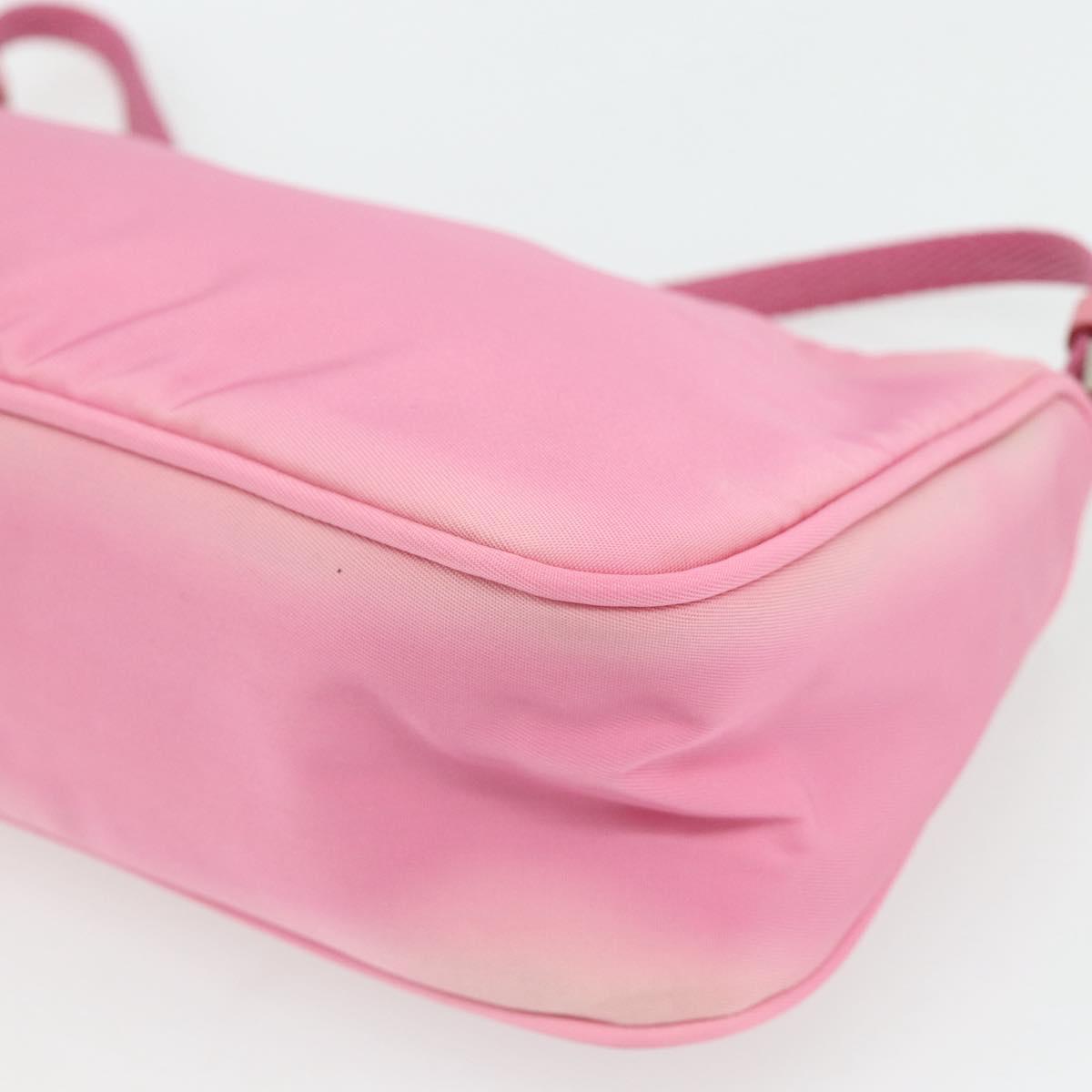 PRADA Accessory Pouch Nylon Pink Silver Auth 178018