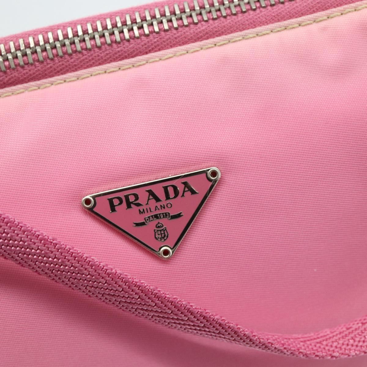 PRADA Accessory Pouch Nylon Pink Silver Auth 178018
