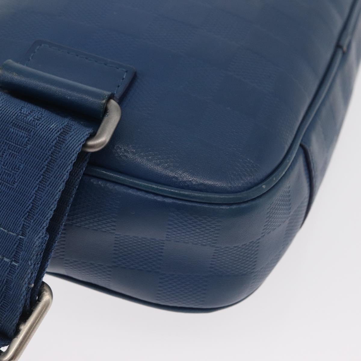 LOUIS VUITTON Damier Infini Ambreil Bag Leather Blue N41354 LV Auth 178019A