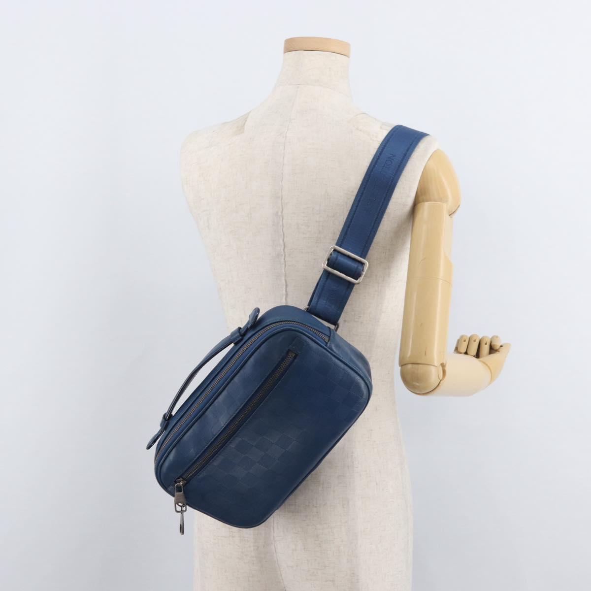 LOUIS VUITTON Damier Infini Ambreil Bag Leather Blue N41354 LV Auth 178019A