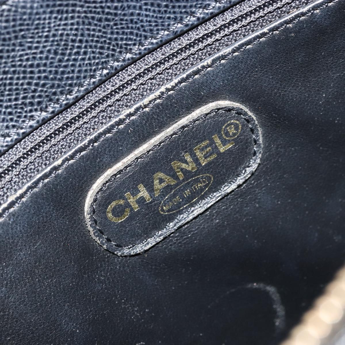 CHANEL Tote Bag Caviar Skin Black Gold CC Auth 178022