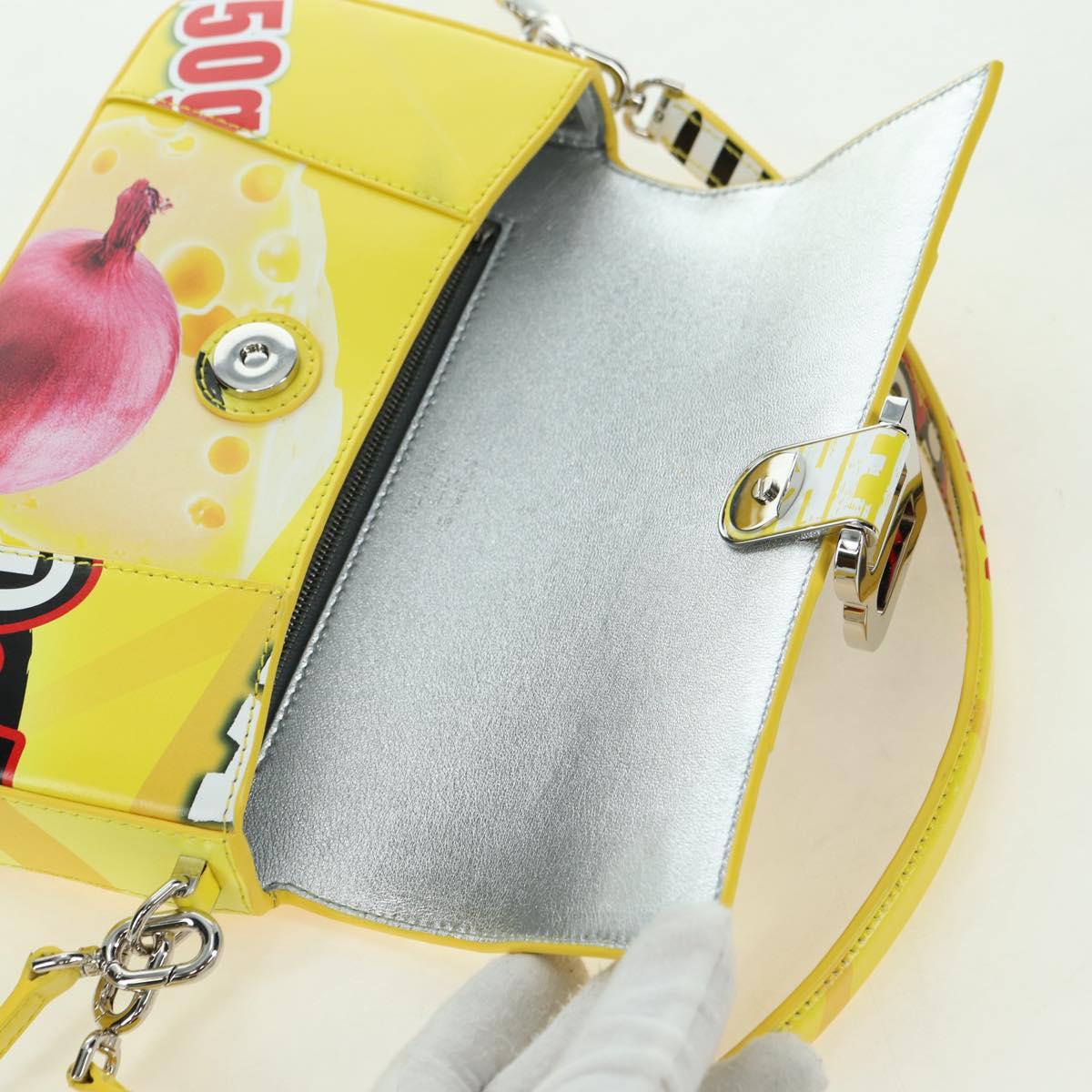 BALENCIAGA Hour glass Bag Leather 2way Yellow Silver 828976 Auth 178023SM