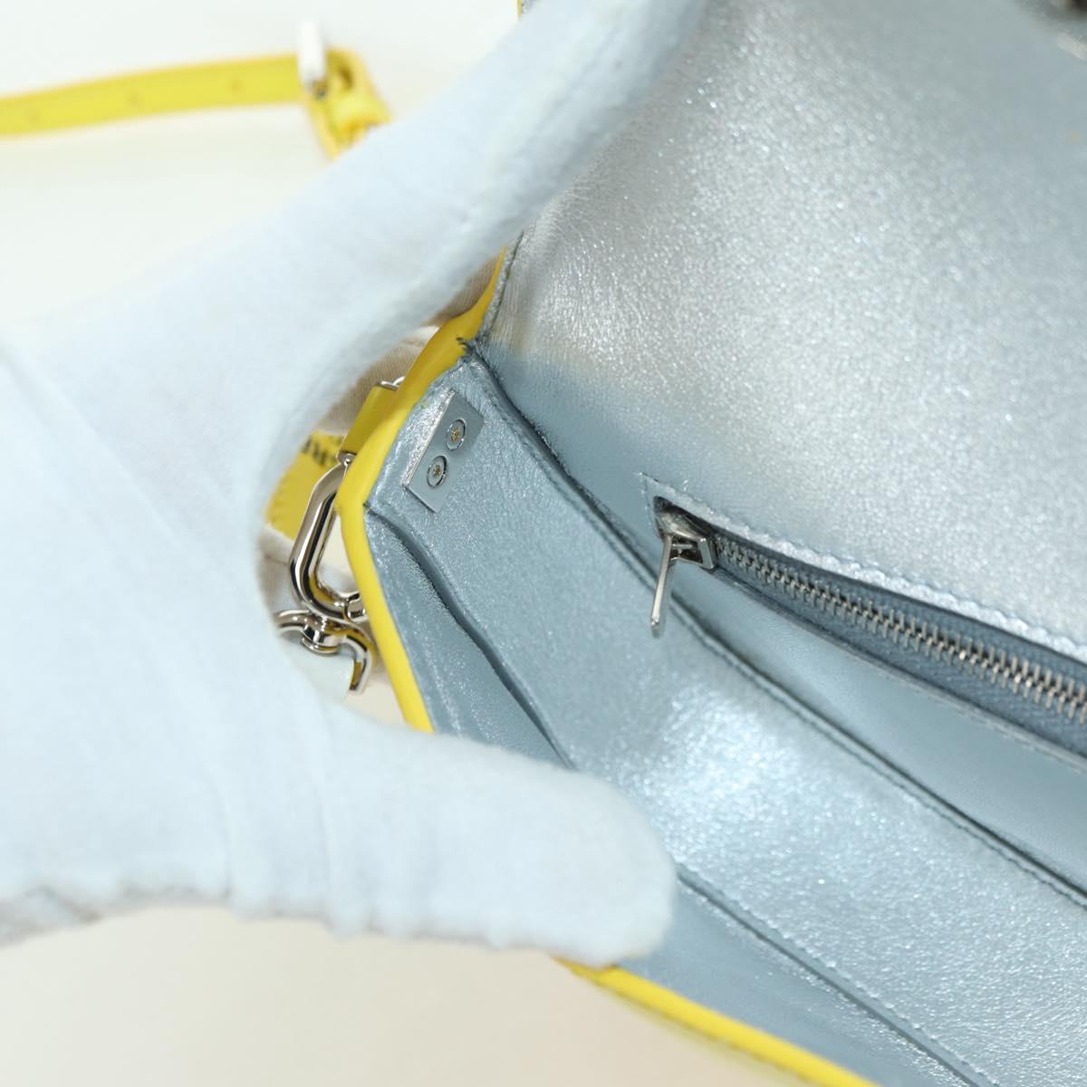 BALENCIAGA Hour glass Bag Leather 2way Yellow Silver 828976 Auth 178023SM