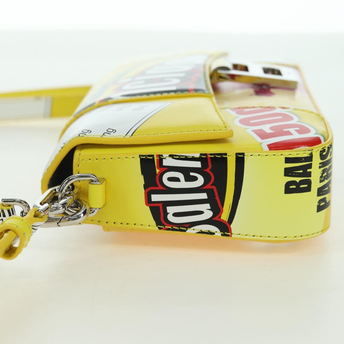 BALENCIAGA Hour glass Bag Leather 2way Yellow Silver 828976 Auth 178023SM