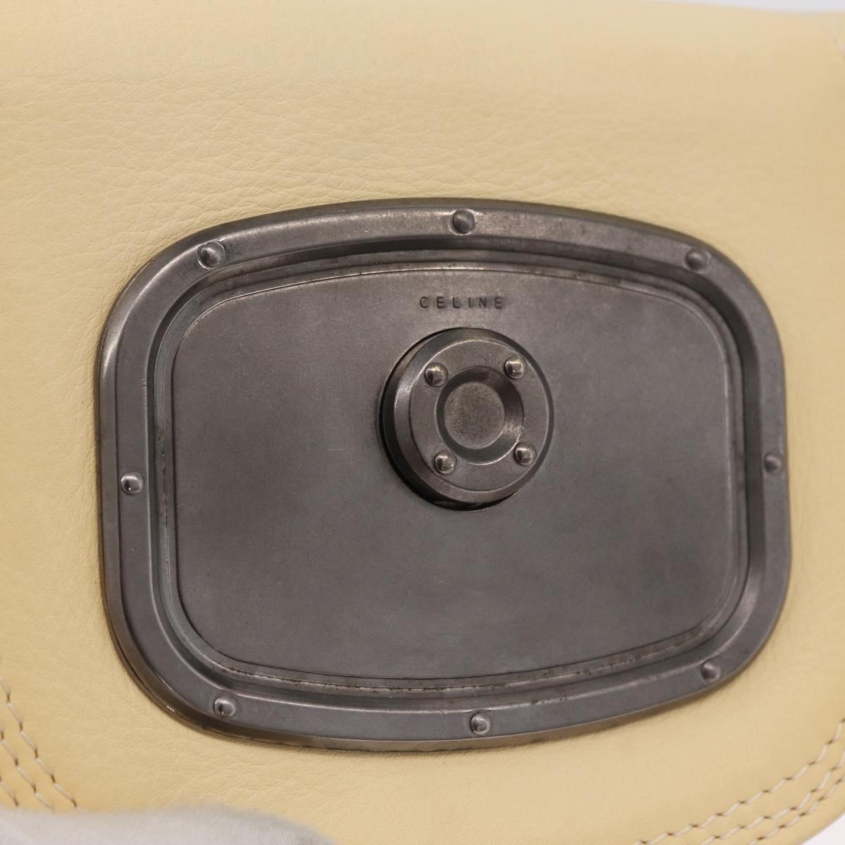 CELINE Shoulder Bag Leather Ivory Auth 178026A