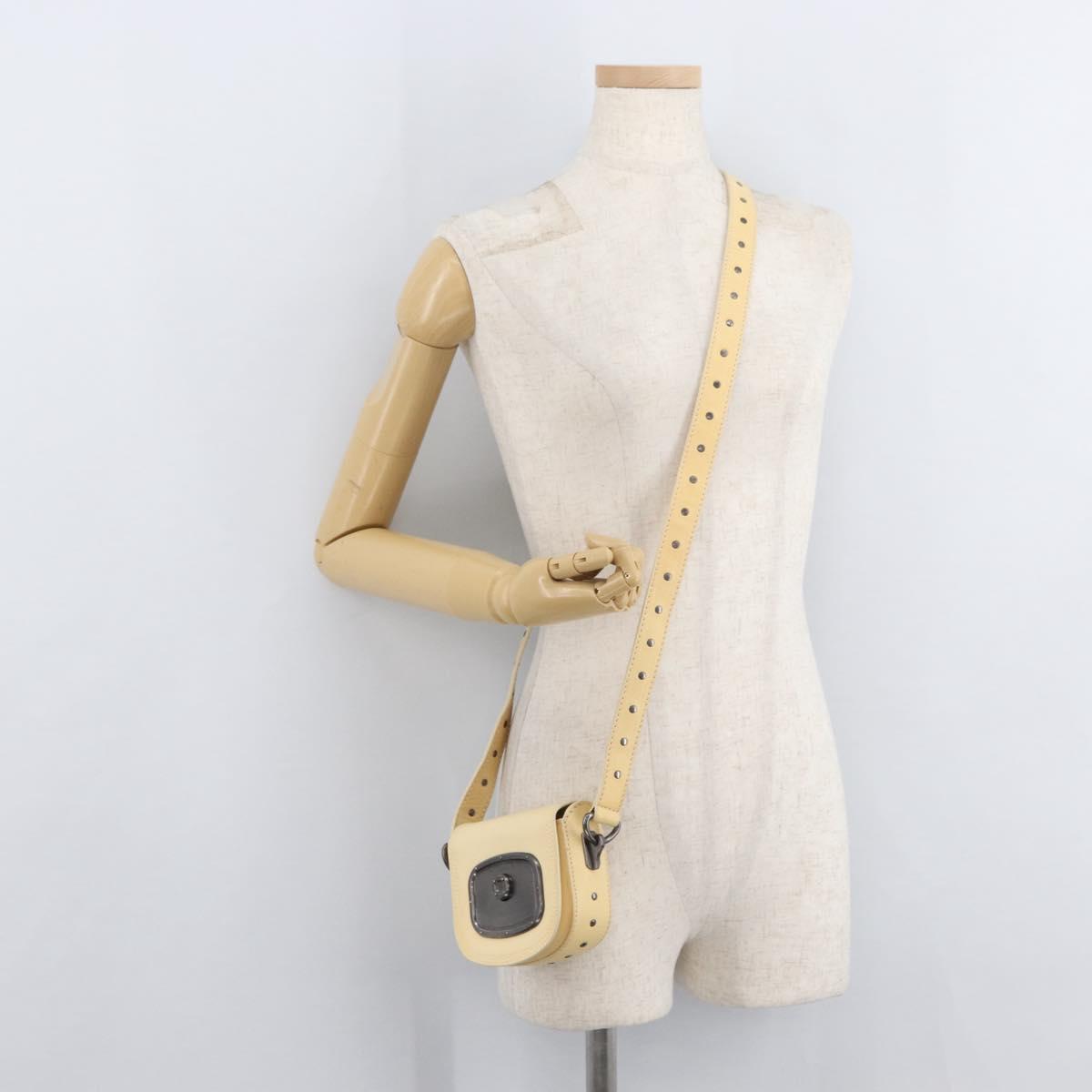 CELINE Shoulder Bag Leather Ivory Auth 178026A
