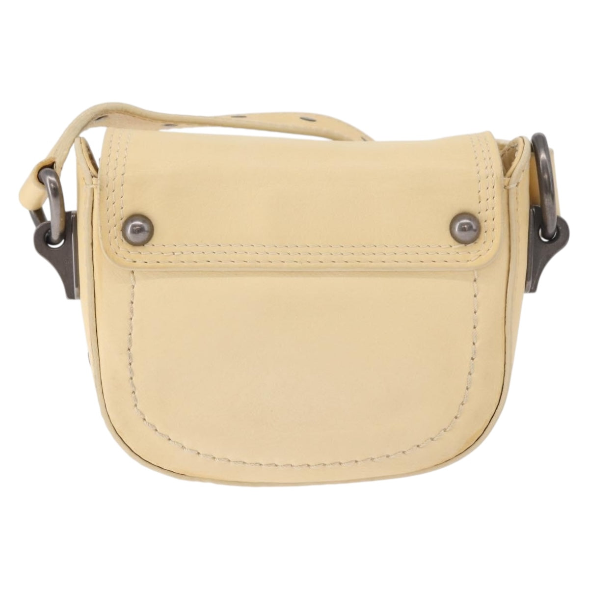 CELINE Shoulder Bag Leather Ivory Auth 178026A
