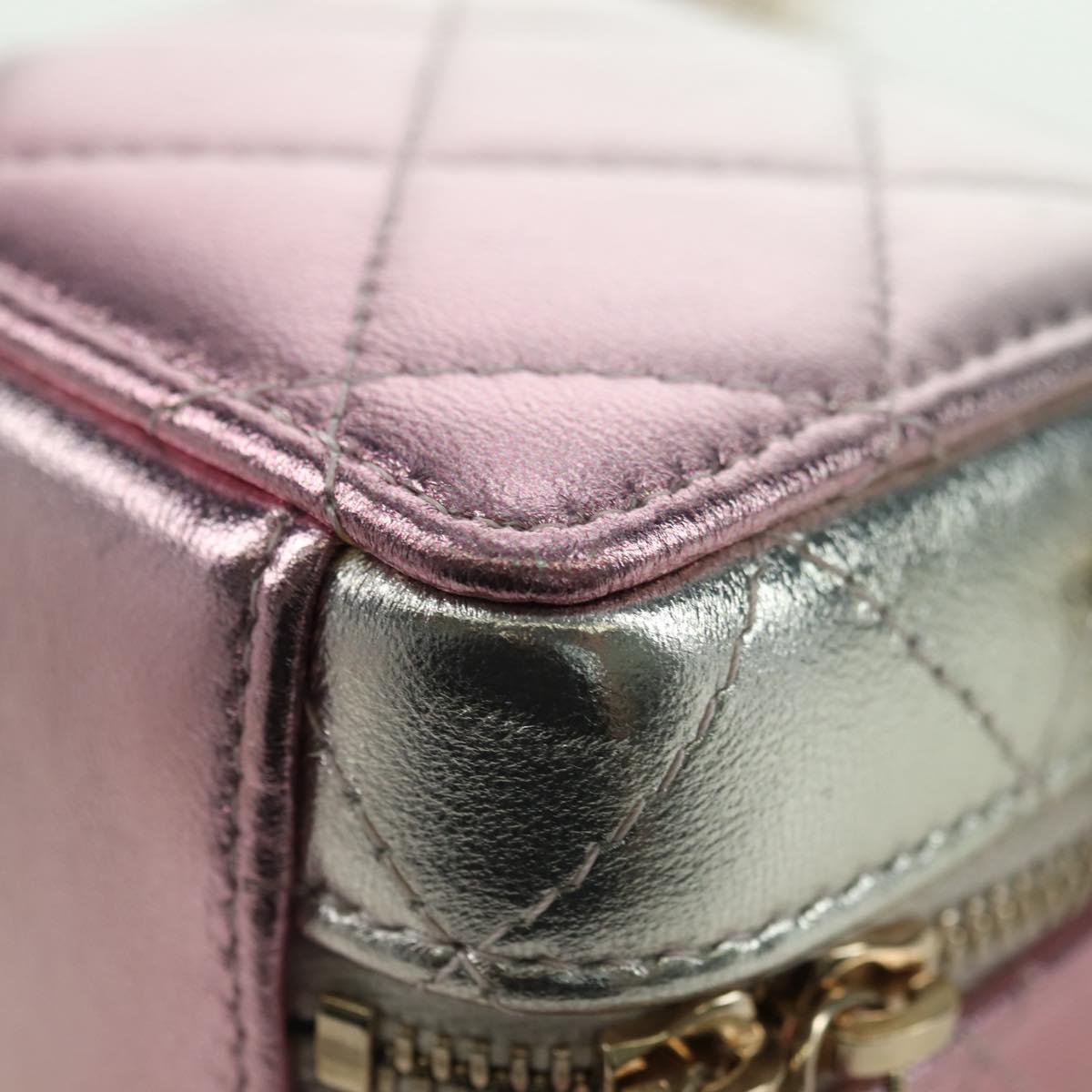 CHANEL Matelasse Chain Shoulder Bag Lamb Skin Gold Silver CC Auth 178027SM