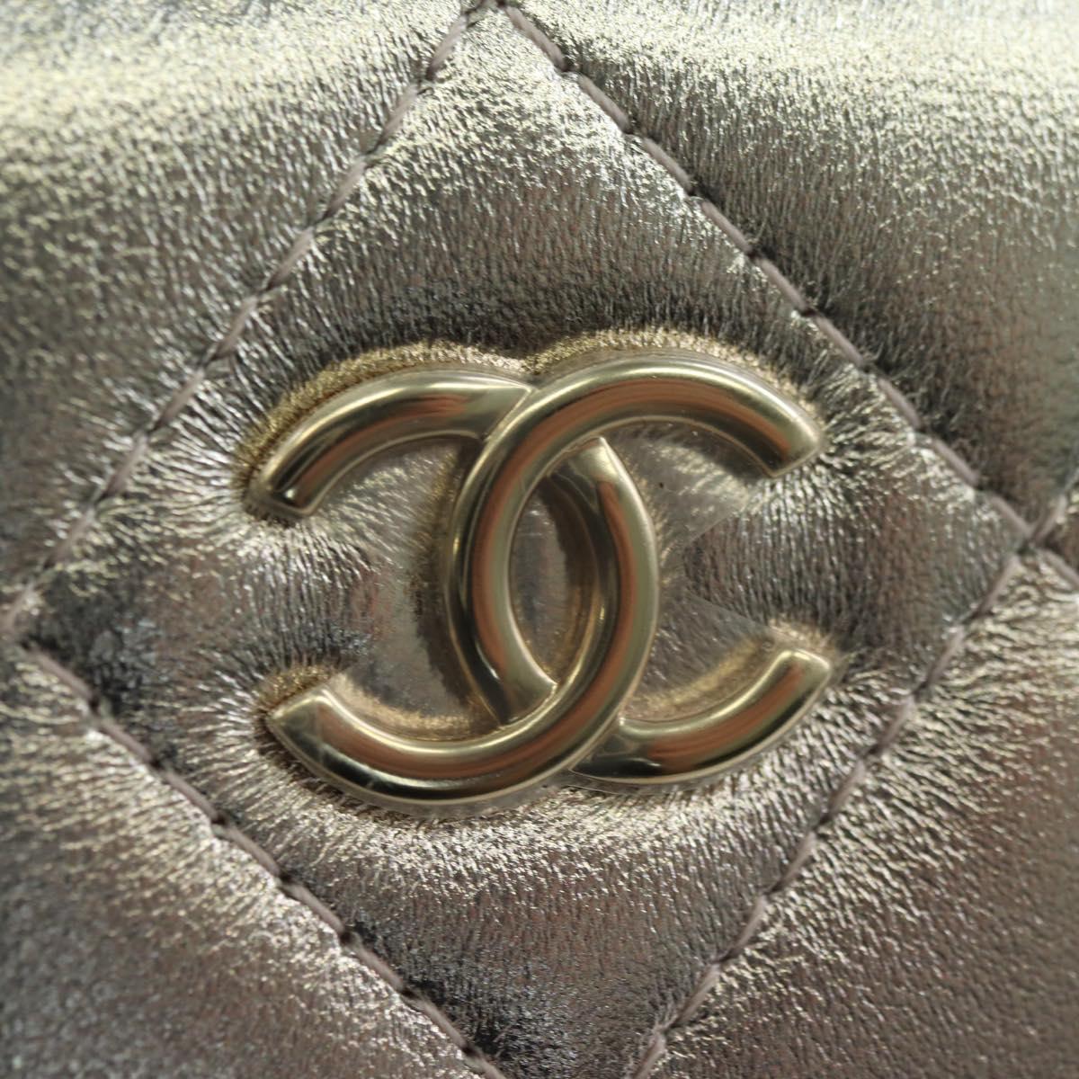 CHANEL Matelasse Chain Shoulder Bag Lamb Skin Gold Silver CC Auth 178027SM