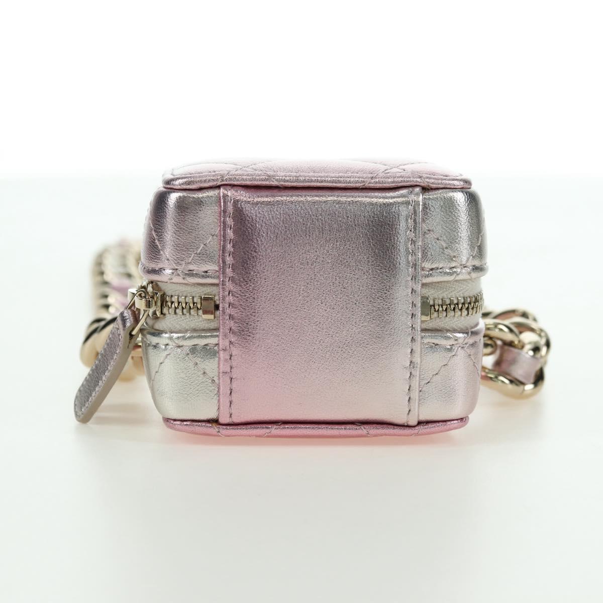 CHANEL Matelasse Chain Shoulder Bag Lamb Skin Gold Silver CC Auth 178027SM