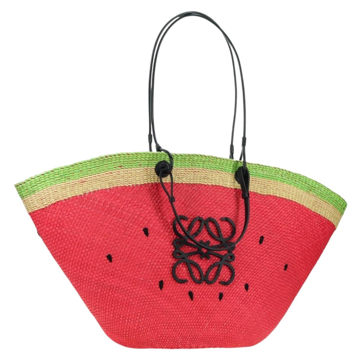 LOEWE Watermelon Tote Bag Raffia 2way Red Auth 178041SM