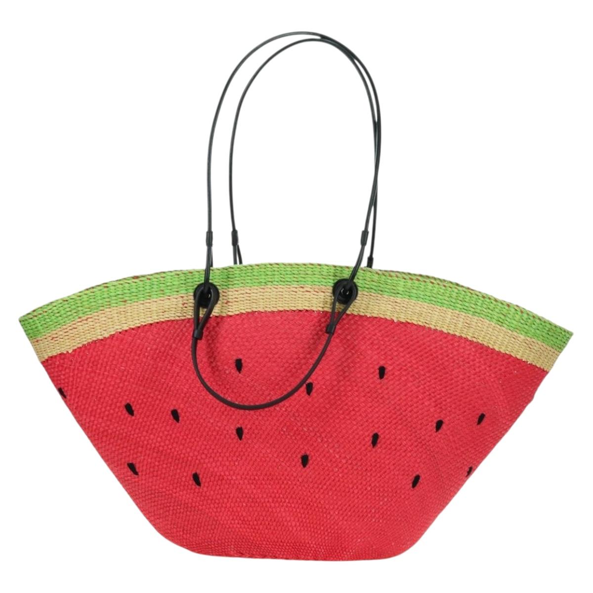 LOEWE Watermelon Tote Bag Raffia 2way Red Auth 178041SM