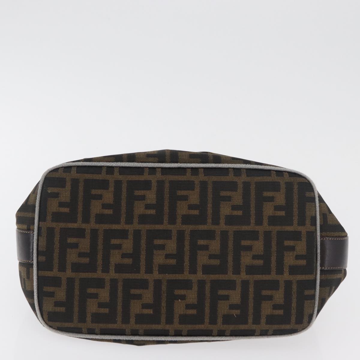 FENDI Zucca Canvas Vanity Pouch Brown Black Auth 178043
