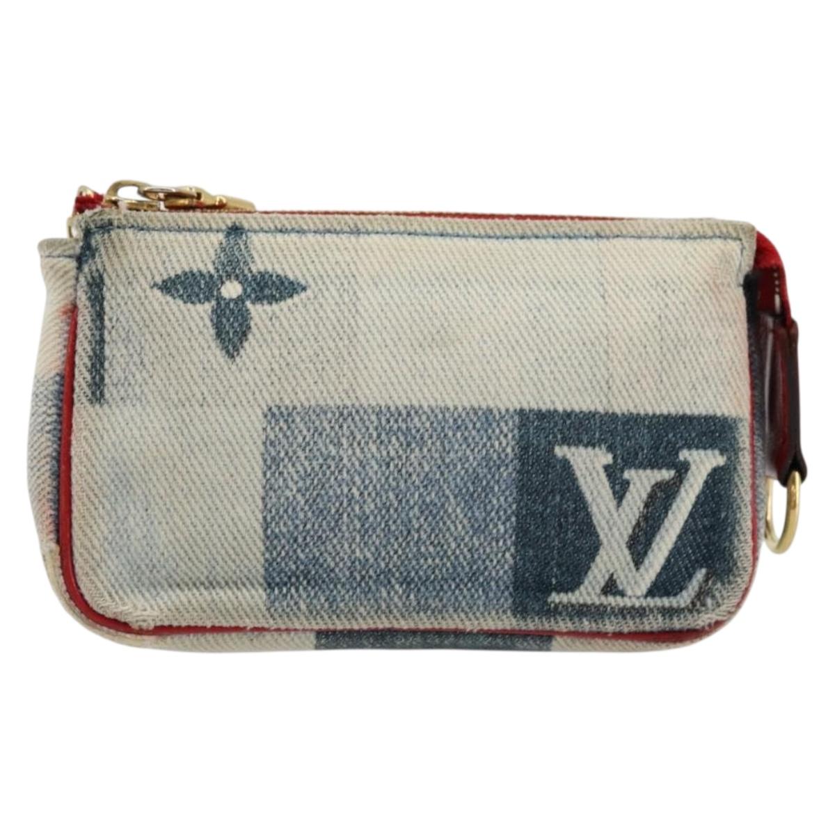 LOUIS VUITTON Monogram Denim Mini Pochette Accessoires Blue M68760 Auth 178048A